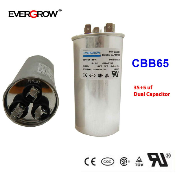 35/5 MFD 370 Volt Dual Round Run Capacitor for Carrier 38CKC030330